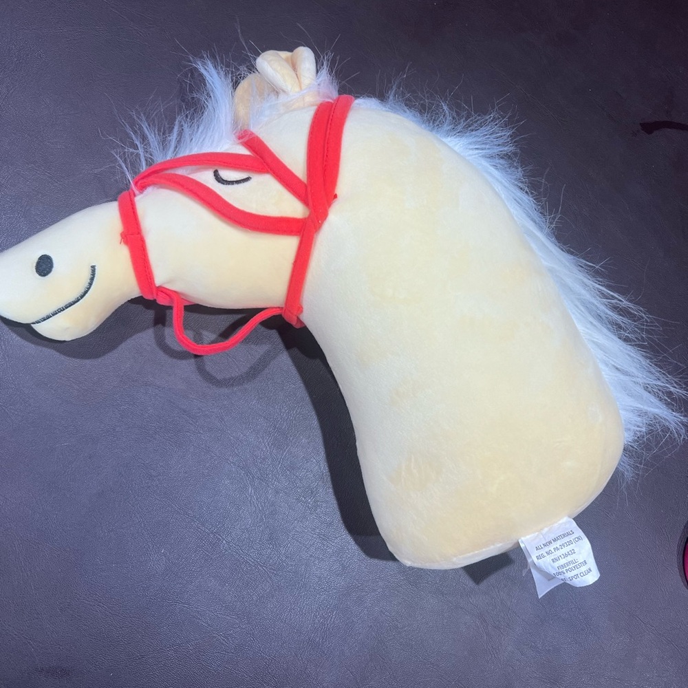 Dreamers Cream Horse Plush with Red Harness